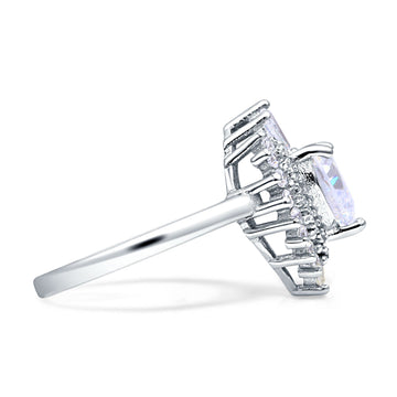 Heart Halo Cubic Zirconia Bridal Promise Ring 925 Sterling Silver Wholesale